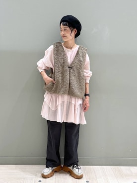 「studio CLIP（スタディオクリップ）の5ブルームネックレス（ネックレス、ブラック系）」を使った、ともちんさん（レディース・153cm）の秋コーディネート