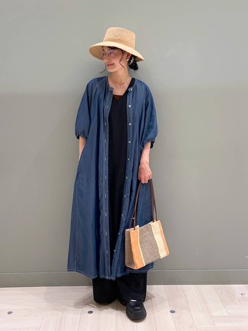 新品 Natural by studio CLIP 綿麻デニムコートワンピース 新品 Natural by studio CLIP 綿麻デニムコートワンピース