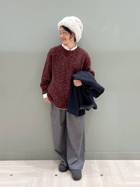 「旅行」｜「アイテム（ピーコート）」を使った、ともちんさん（レディース・153cm）の冬コーディネート