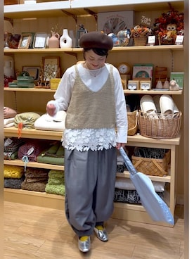 「アイテム（帽子）」を使った、ともちんさん（レディース・153cm・40代）の秋コーディネート