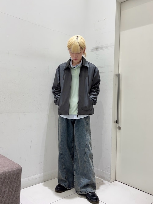 試着のみ美品 バトナー ウール ポロシャツ ロングスリーブ チャコールグレー 2 長袖ポロシャツ ユニセックス 665－014 ミルスグリーン （5L