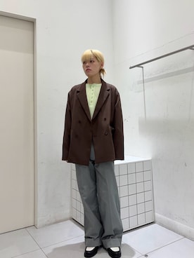 「SENSE OF PLACE by URBAN RESEARCH(センスオブプレイスバイアーバンリサーチ)のカツラギダブルワイドパンツ(その他パンツ、ブルー系)」を使った、dandayoさん(メンズ・166cm)の春コーディネート