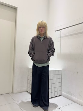 「SENSE OF PLACE by URBAN RESEARCH(センスオブプレイスバイアーバンリサーチ)のラウンドポケットワンタックワイドスラックス(その他パンツ、ブルー系)」を使った、dandayoさん(メンズ・166cm)の冬コーディネート