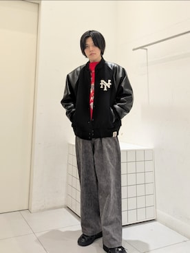 「冬」｜「アイテム（スタジャン）」を使った、dandayoさん（メンズ・166cm）の冬コーディネート