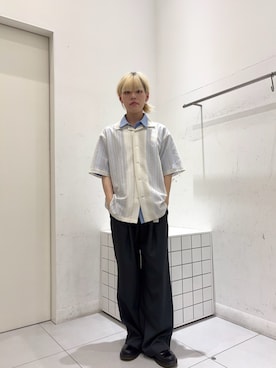 「SENSE OF PLACE by URBAN RESEARCH(センスオブプレイスバイアーバンリサーチ)の『イージーケア/速乾/接触冷感』コンフォートレギュラーカラーショートスリーブシャツ(シャツ/ブラウス、ブルー系)」を使った、dandayoさん(メンズ・166cm)の春コーディネート