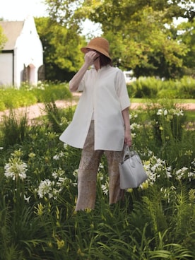 「Ameri（アメリ）のアイテム（シャツ/ブラウス）」を使った、hina1229tymさん（レディース・158cm）の夏コーディネート