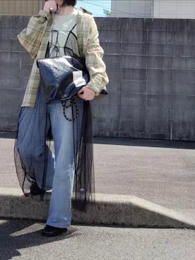 「Ameri（アメリ）のアイテム（デニムパンツ）」を使った、hina1229tymさん（レディース・158cm）の春コーディネート