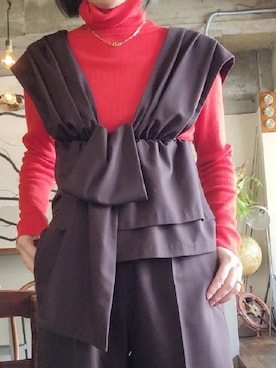 「Ameri（アメリ）のアイテム（オールインワン・サロペット）」を使った、hina1229tymさん（レディース・158cm）の冬コーディネート