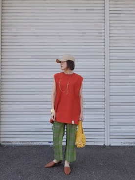 「Ameri（アメリ）のアイテム（タンクトップ）」を使った、hina1229tymさん（レディース・158cm）の夏コーディネート