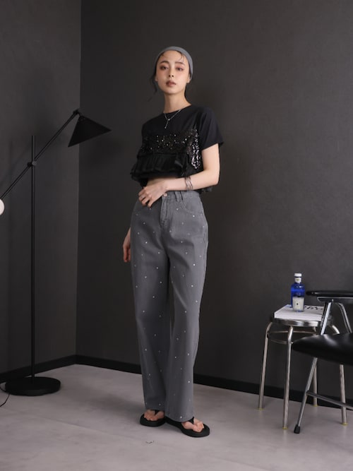 新品未使用✨エブール　スパングルチェック デザインヘムビスチェ　トップス　38 Munsingwear ミドル丈 チェック柄ソックス 【返品不可商品