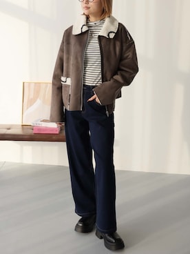 「リバーシブル」｜「アイテム（その他アウター）」を使った、Ulyssesさん（レディース・163cm）の秋コーディネート