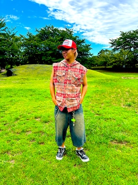 「アイテム（その他トップス）」を使った、frhntrvjoさん（メンズ・173cm）の夏コーディネート