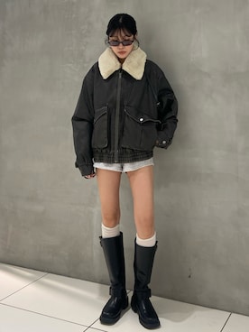 「冬」｜「アイテム（ブルゾン）」を使った、reny33さん（レディース・162cm）の夏コーディネート