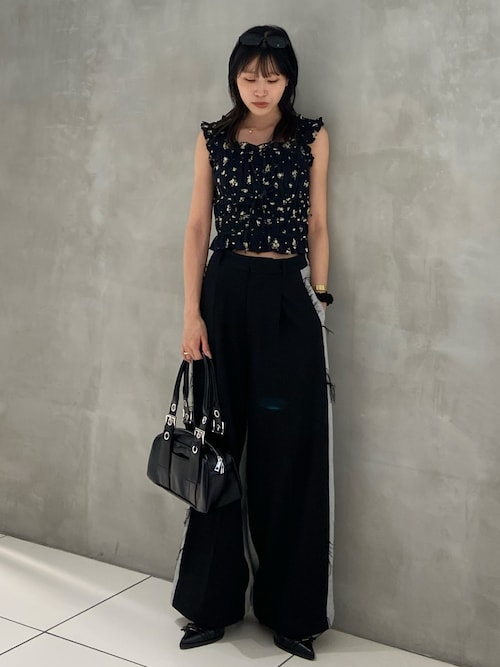 DT♪ LISCA スリット入りストレートパンツ ズボン 関税込 SW DOCKING STRAIGHT PT スウェット ドッキング ストレート