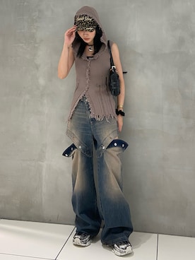 「SLY（スライ）のアイテム（キャップ）」を使った、reny33さん（レディース・162cm）の夏コーディネート