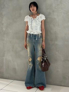 「アイテム（シューズ、レッド系）」を使った、reny33さん（レディース・162cm）の夏コーディネート