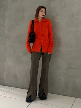 「アイテム（カーディガン/ボレロ、オレンジ系）」を使った、AYANEさん（レディース・155cm）の秋コーディネート