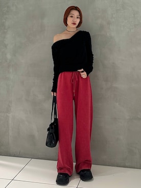 「アイテム（スウェットパンツ）」を使った、AYANEさん（骨格ウェーブ・レディース・155cm）の秋コーディネート