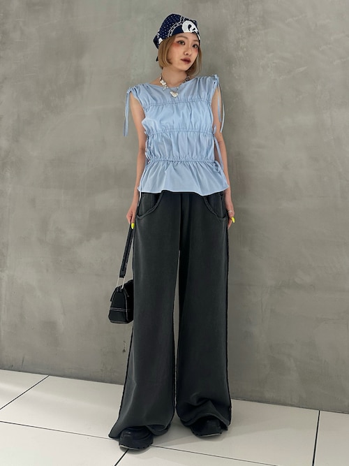 ブラウス シャツ GATHER RIBBON WOVEN BL ギャザーリボン ウーブン ブラウス 夏服 ノースリーブトップス レディース SLY ブラウス シャツ GATHER RIBBON WOVEN BL ギャザーリボン