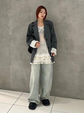 「アイテム（アクセサリー）」を使った、AYANEさん（レディース・155cm）の秋コーディネート