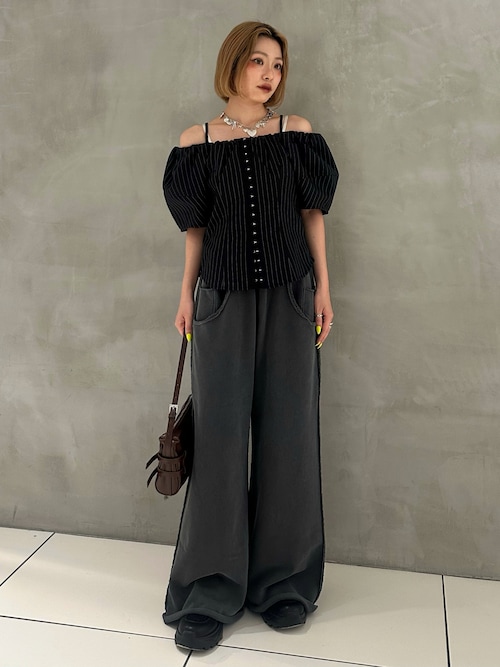 ブラウス シャツ FRONT HOOK VOLUME SLEEVE BL フロントホック ボリュームスリーブ ブラウス 夏服 半袖 秋服 レディース SLY ブラウス シャツ FRONT HOOK VOLUME SLEEVE BL フロント