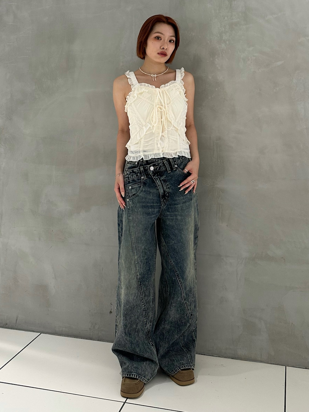 sly SHEER SQUEEZE CAMI トップス アイボリー sly SHEER SQUEEZE CAMI トップス アイボリー