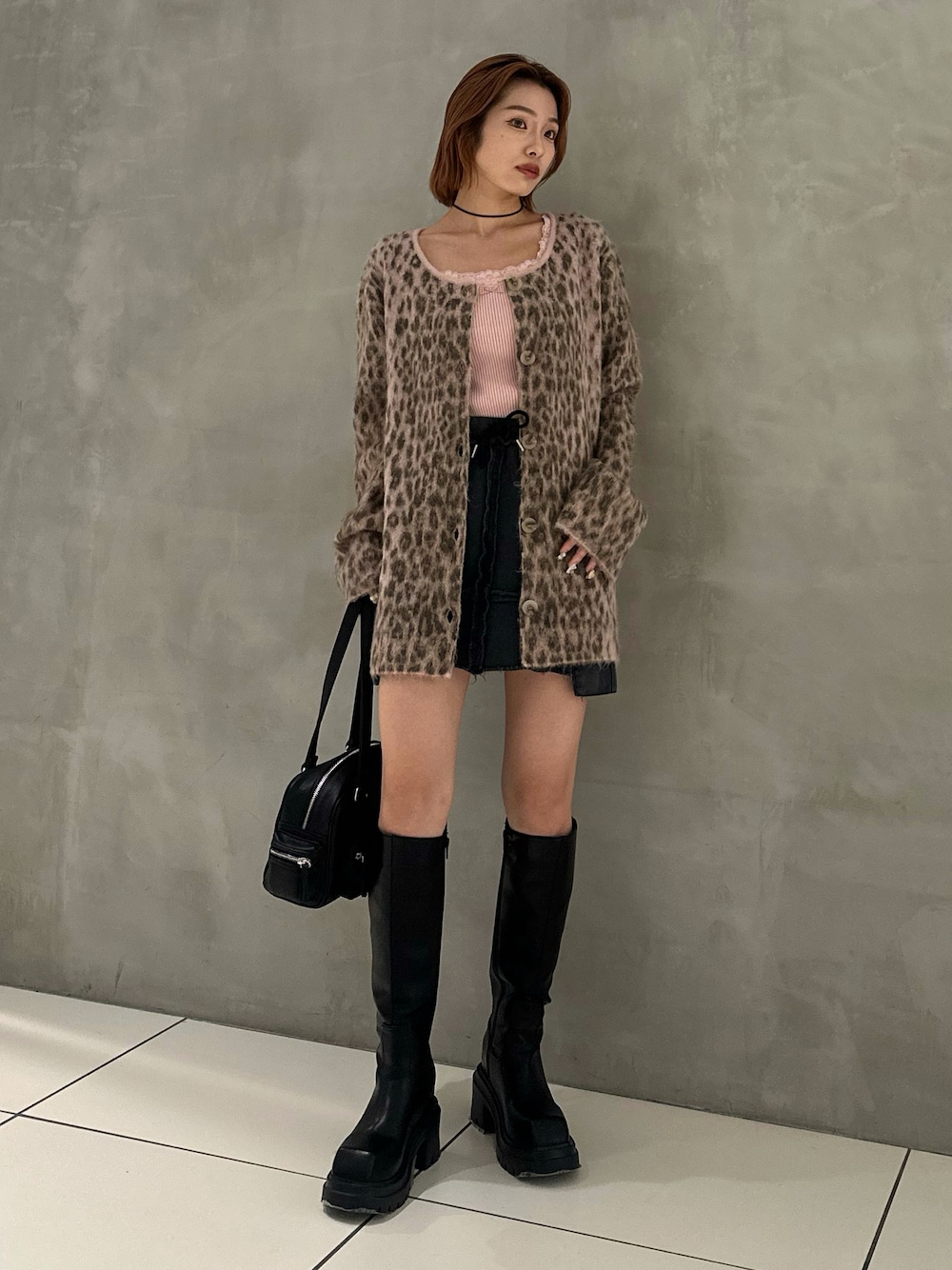 SLY（スライ）の「JQ LEOPARD C/D ジャガード レオパード カーディガン