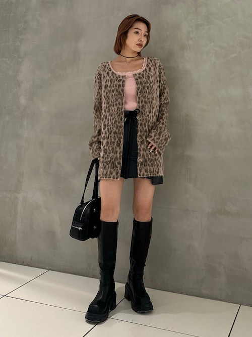 SLY（スライ） カーディガン JQ LEOPARD C/D ジャガード レオパード