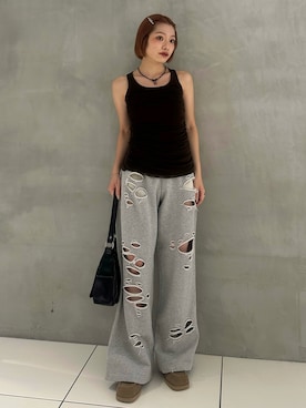 「SLY（スライ）のアイテム」を使った、AYANEさん（レディース・155cm）の夏コーディネート
