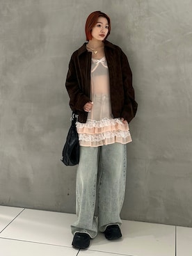 「アイテム（アクセサリー）」を使った、AYANEさん（レディース・155cm）の秋コーディネート