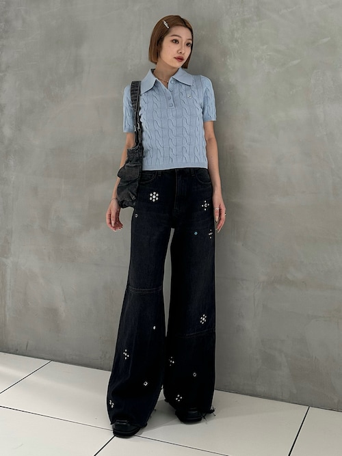 SLY（スライ） ジーンズ デニム デニムパンツ STUDS SEAM DESIGN FLARE