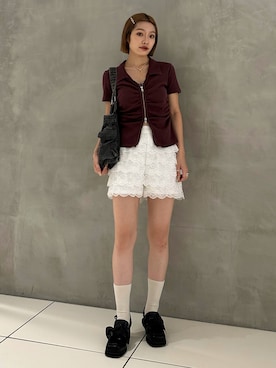 「アイテム（スラックス）」を使った、AYANEさん（レディース・155cm・20代）の秋コーディネート