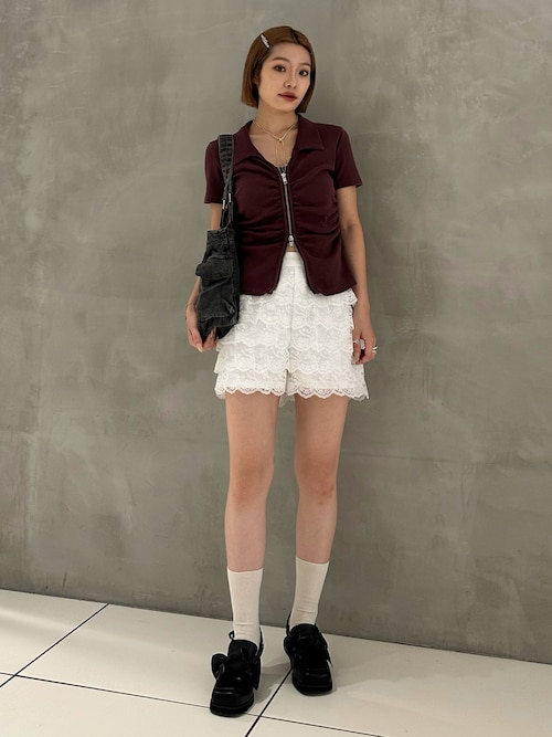 FRILL LACE S/PT フリル レース ショートパンツ 秋服 FRILL LACE S/PT フリル レース ショートパンツ 秋服 夏服