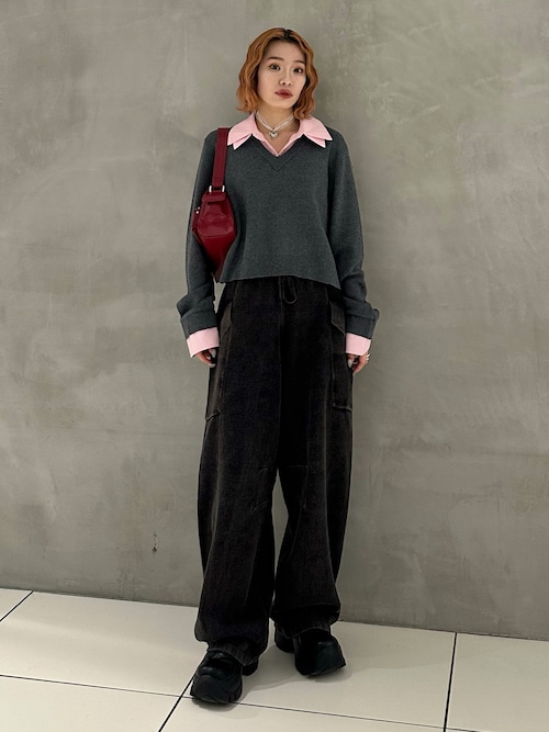 セール】LAYERED LIKE CROP KNIT TOPS レイヤードライク クロップ