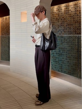 「russet（ラシット）のアイテム（ショルダーバッグ）」を使った、kodaさん（メンズ・173cm）の秋コーディネート