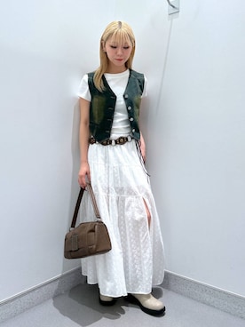 「FOREVER 21（フォーエバー トゥエンティーワン）の【2025SS】ウエスタンベルト（ベルト）」を使った、aoo008さん（レディース・150cm）の夏コーディネート