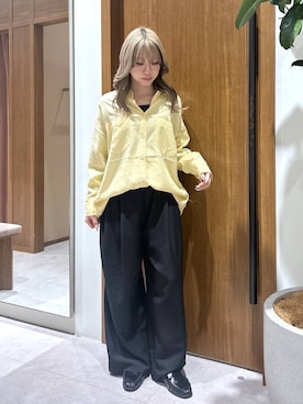 「BAYFLOW（ベイフロー）の[簡単ブラウジング仕様]2WAYスタンダードシャツ（シャツ/ブラウス、イエロー系）」を使った、aoo008さん（レディース・150cm）の冬コーディネート