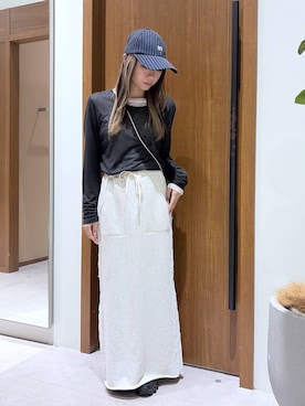 「BAYFLOW（ベイフロー）のビーズミニショルダーバッグ（ショルダーバッグ、シルバー系）」を使った、aoo008さん（レディース・150cm）の秋コーディネート
