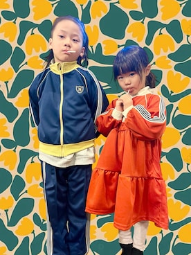 「しまむら（シマムラ）のアイテム（ワンピース/ドレス、オレンジ系）」を使った、な  こさん（レディース・152cm）の春コーディネート