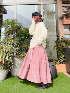 「Samansa Mos2（サマンサ モスモス）のアイテム（スカート、レッド系）」を使った、な  こさん（レディース・152cm）の夏コーディネート