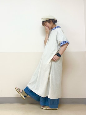 「ギンガムチェックシャツ」｜な  こさん（レディース・152cm）の秋コーディネート