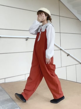 「アイテム（オールインワン・サロペット、オレンジ系）」を使った、も  な  こさん（レディース・152cm）の秋コーディネート