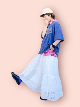 「ギンガムチェックシャツ」｜な  こさん（レディース・152cm）の冬コーディネート