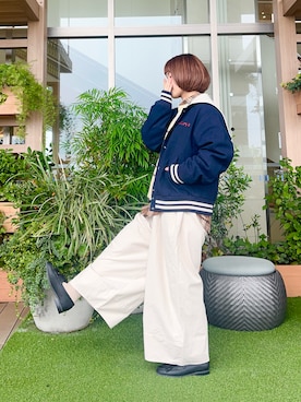 「スタジャン」｜な  こさん（レディース・152cm）の春コーディネート