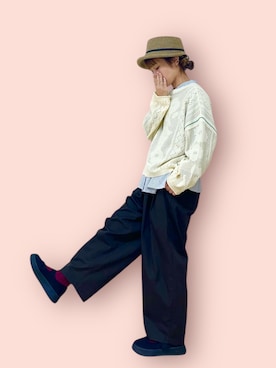 「アイテム（帽子）」を使った、な  こさん（レディース・152cm）の冬コーディネート