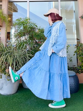 「グリーン」｜な  こさん（レディース・152cm）の春コーディネート