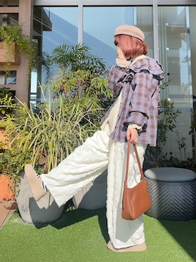 「Samansa Mos2（サマンサ モスモス）のアイテム（シャツ/ブラウス、ブルー系）」を使った、な  こさん（レディース・152cm）の夏コーディネート
