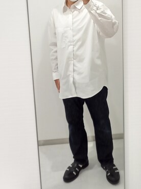 「UNIQLO（ユニクロ）のエクストラファインコットンブロードオーバーサイズシャツ（長袖）（シャツ/ブラウス）」を使った、アオ165さん（メンズ・165cm）の夏コーディネート
