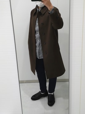 「no brand（ノーブランド）のアイテム（ローファー）」を使った、アオ165さん（メンズ・165cm）の冬コーディネート