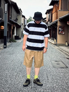 「アイテム（帽子）」を使った、ゴトシンさん（メンズ・181cm）の夏コーディネート